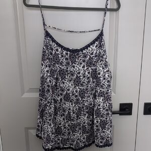 Torrid Black and White Floral Tank Top